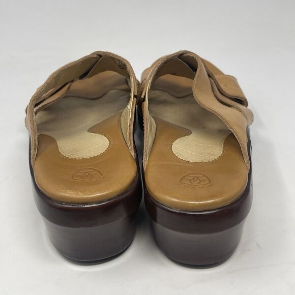 Ariat Wedge Heel Slide Sandals Womens 8.5 B Tan Brown Leather Stitching Western - Picture 10 of 15